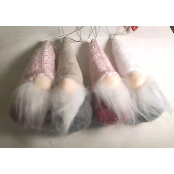 NWT Lot of 4 Vdealen Holiday Christmas Ornament Gnome Plush Red Gray Pink 6" - Picture 4 of 6